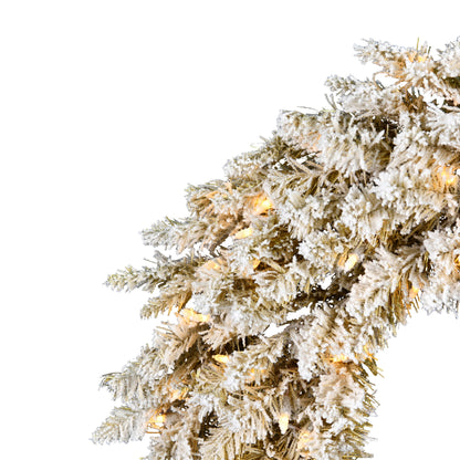 Vickerman 24" Frosted Flocked Gold Pre-lit Christmas Wreath with Warm White LED Lights