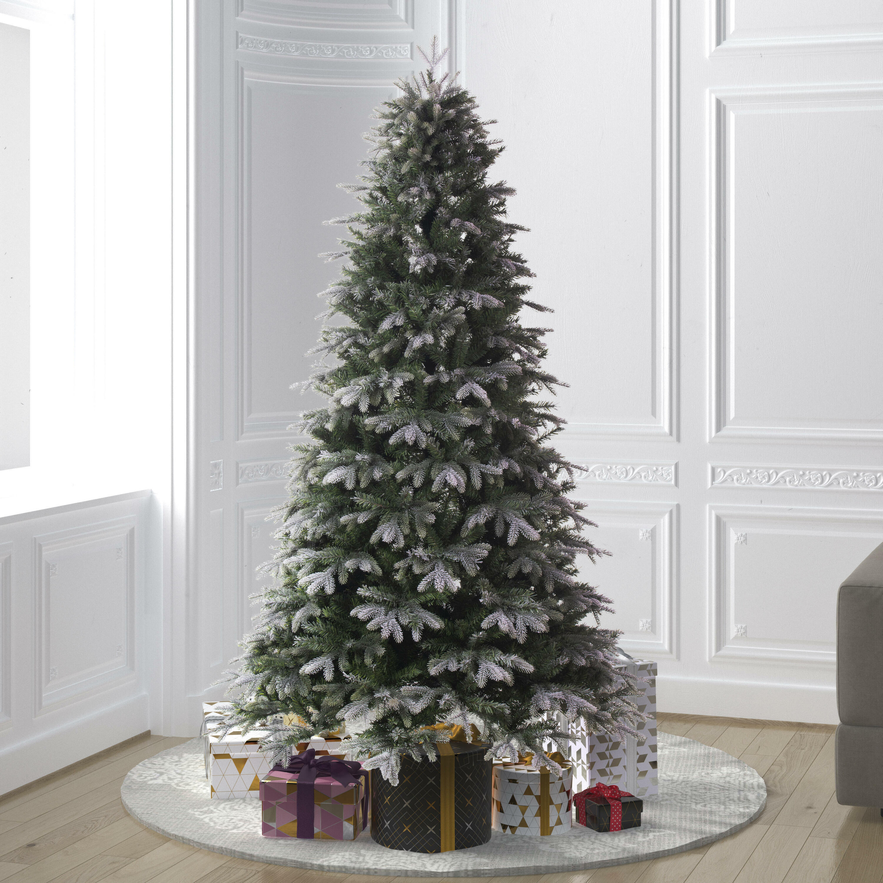 Frosted Douglas Fir Slim Artificial Christmas Trees