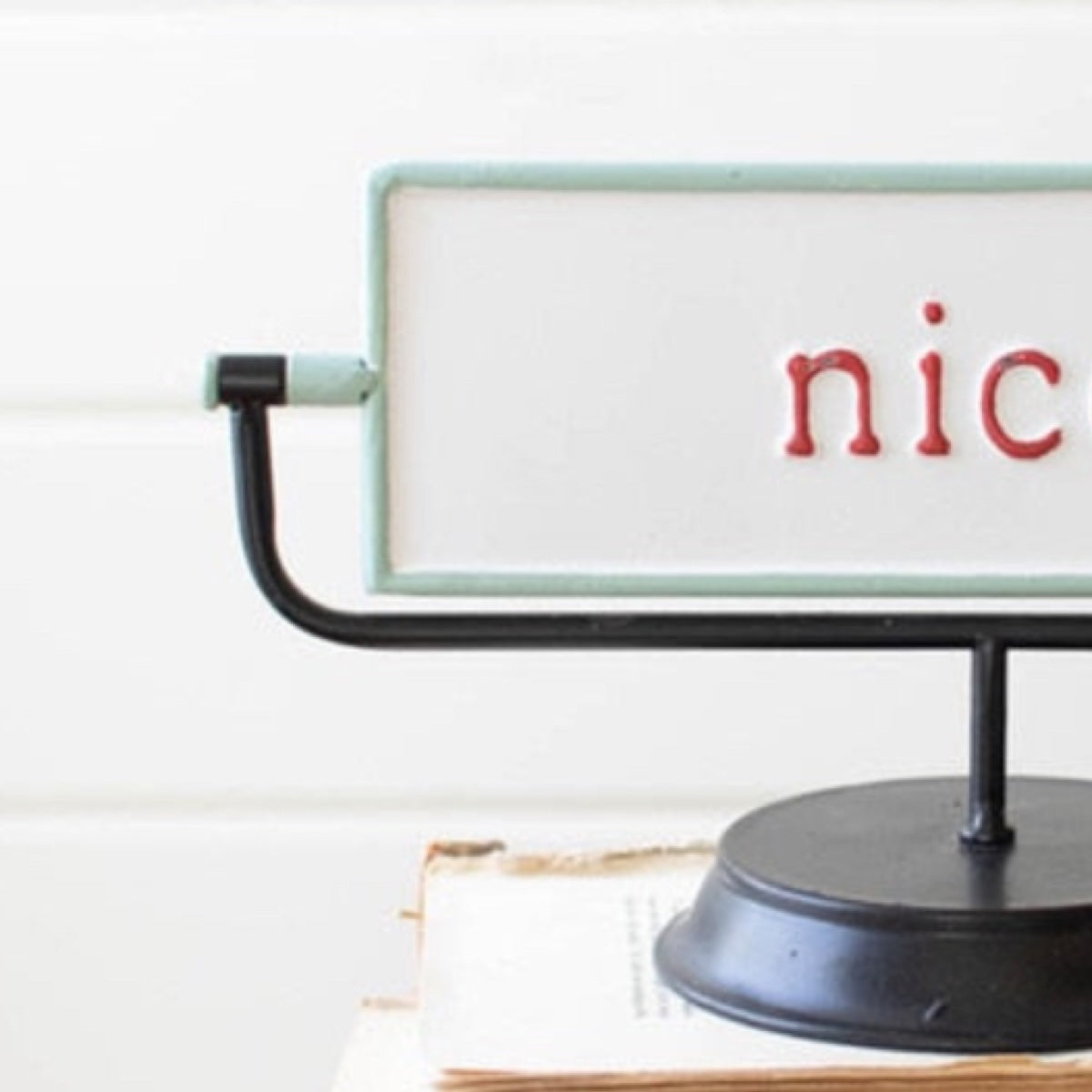 Kalalou 12" Naughty & Nice Christmas Tabletop Two-Sided Enamel Metal Flip Sign