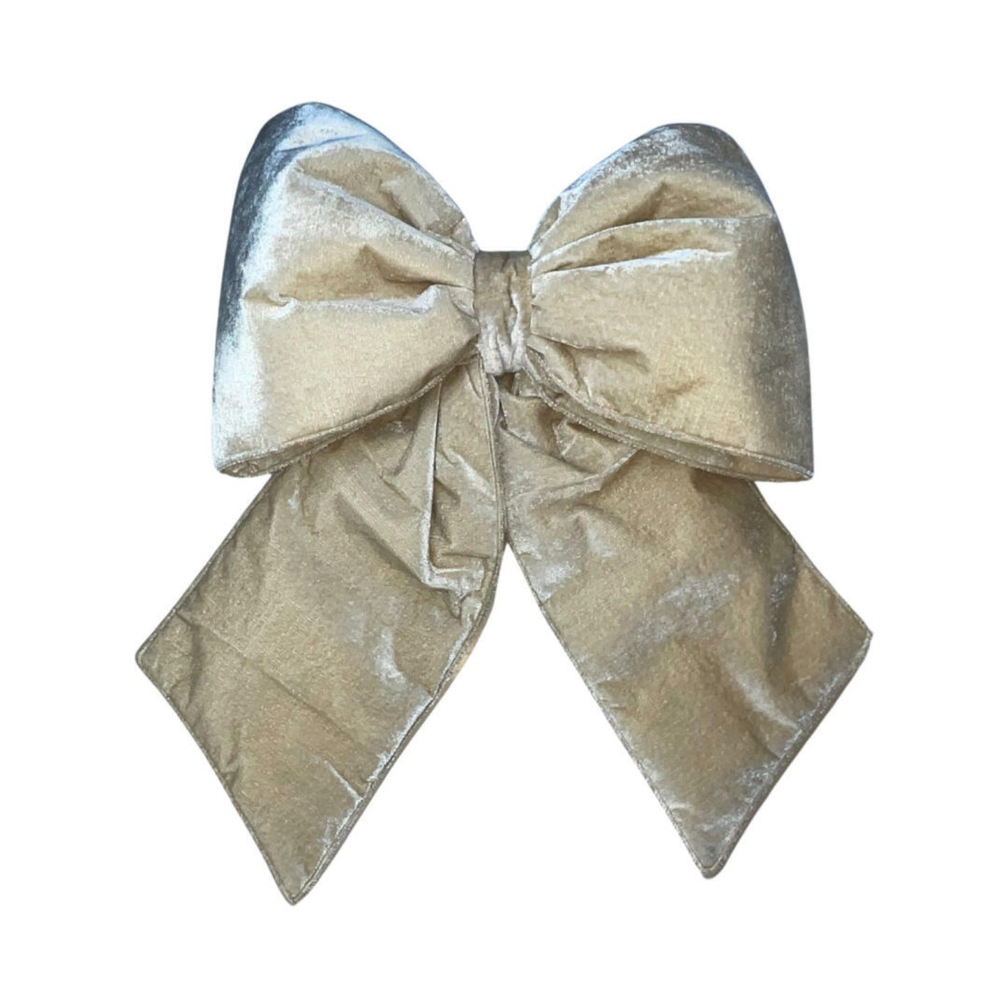 Gold metallic bow on a white background