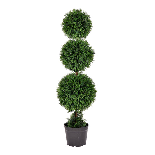 Outdoor Cedar 4' Artificial Triple Ball Topiary