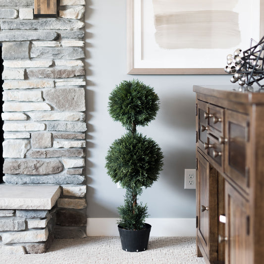 Outdoor Cedar 3' Artificial Double Ball Topiary