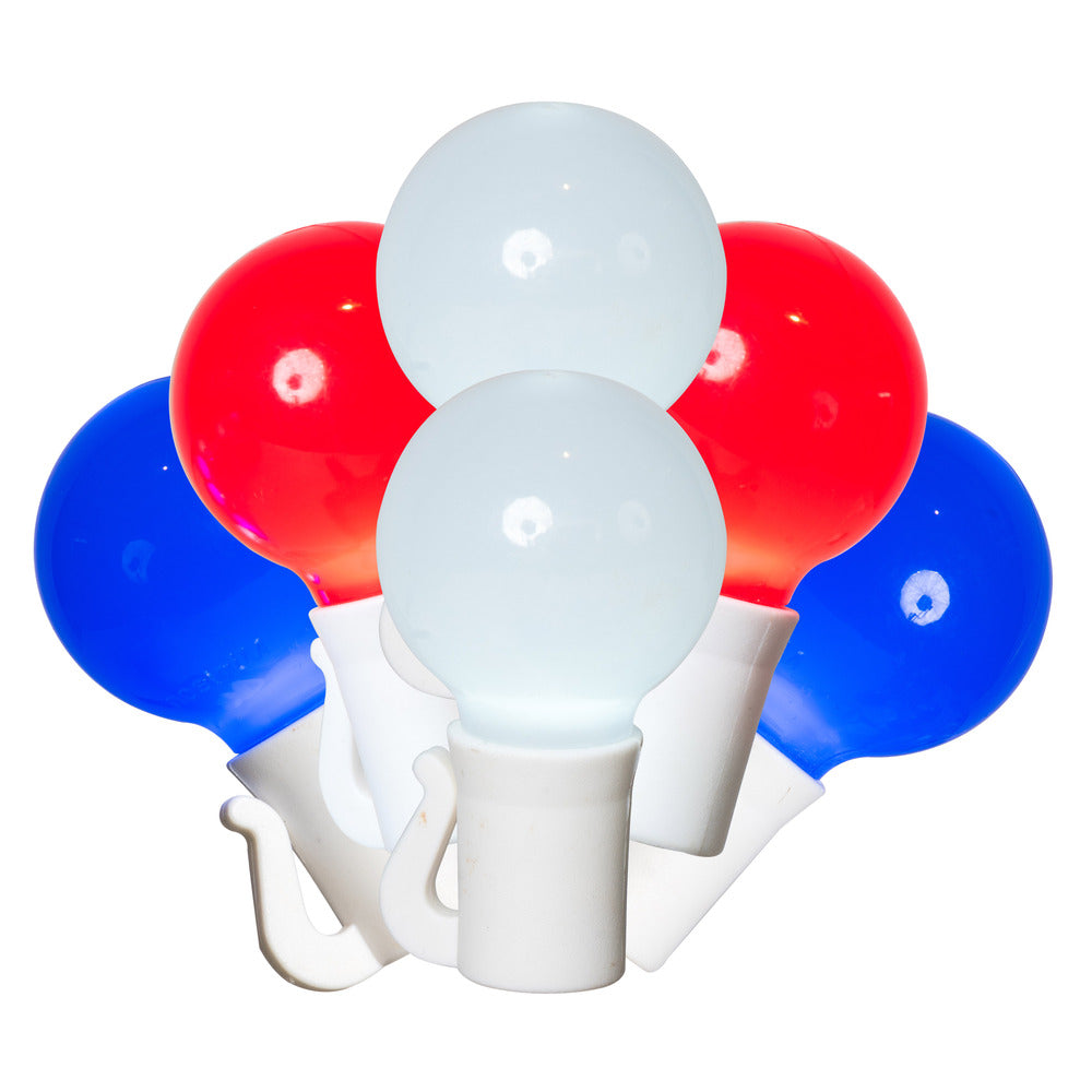 Vickerman 25 Count Patriotic Red, White, Blue G30 LED Light Strand on White Wire, 16' Length, Fourth of July Decorations