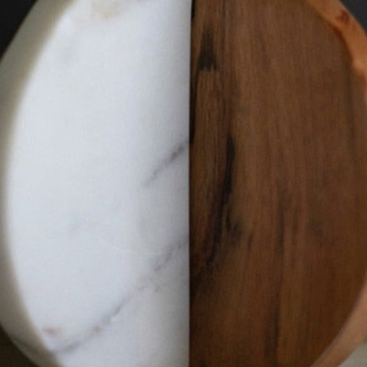 Kalalou White Marble and Acacia Wood 8" Tabletop Snowman Christmas Decoration