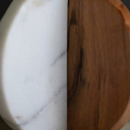Kalalou White Marble and Acacia Wood 8" Tabletop Snowman Christmas Decoration