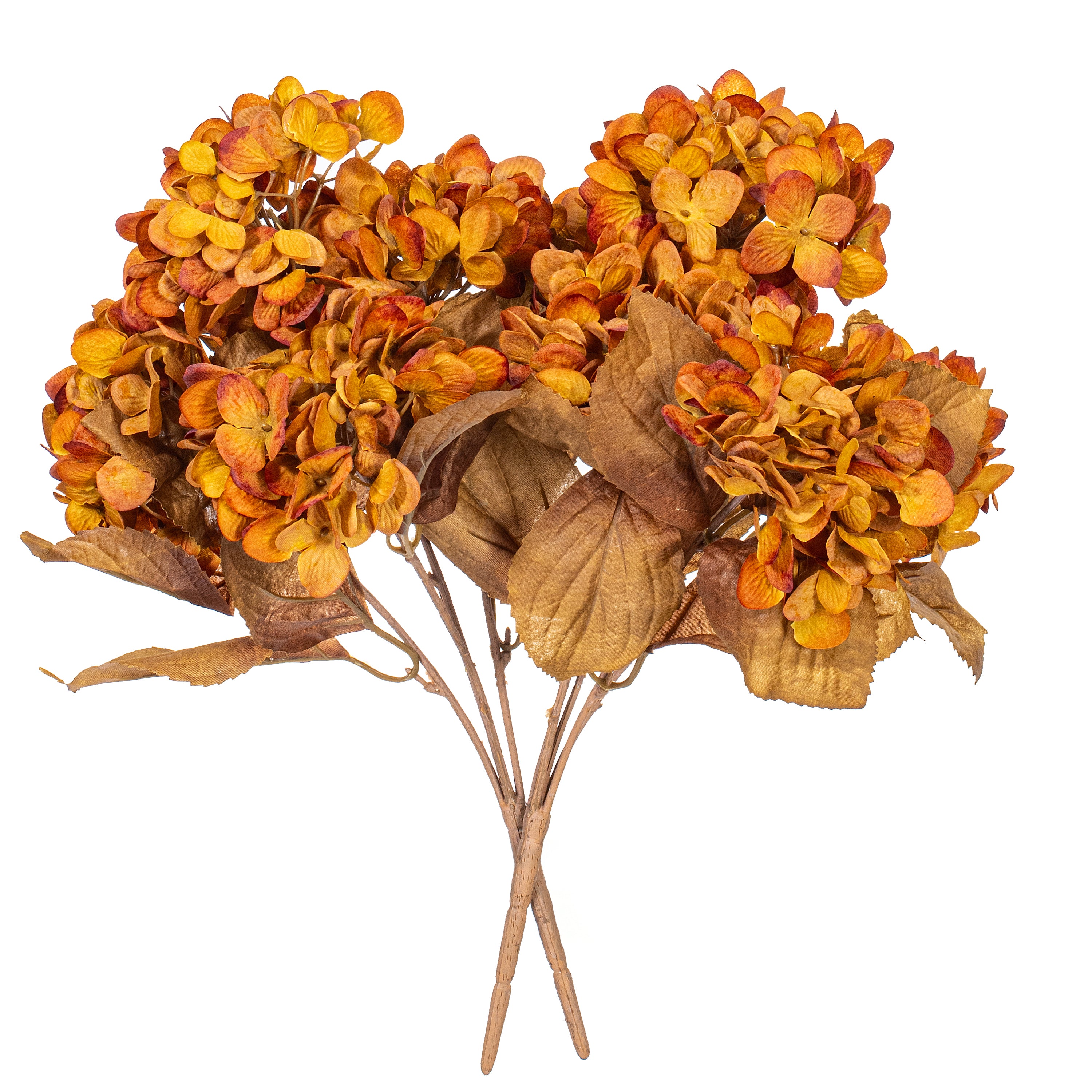 Hydrangea Harvest Rusted Yellow 16.5" Bush Stems - Set of 2