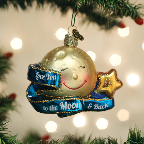 Old World Christmas Love You To The Moon and Back Glass Collectible Christmas Ornament