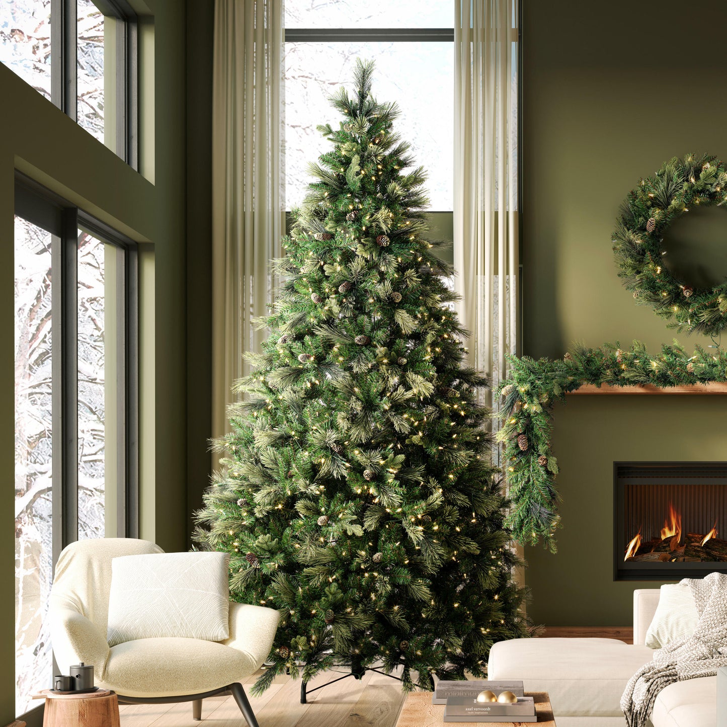 Emerald Mixed Fir 7.5' Artificial Christmas Tree with Warm White LED Clear Dura-lit Mini Lights