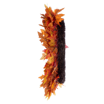 Autumn Maple Leaf 28" Red Fall Artificial Wreath with Berries