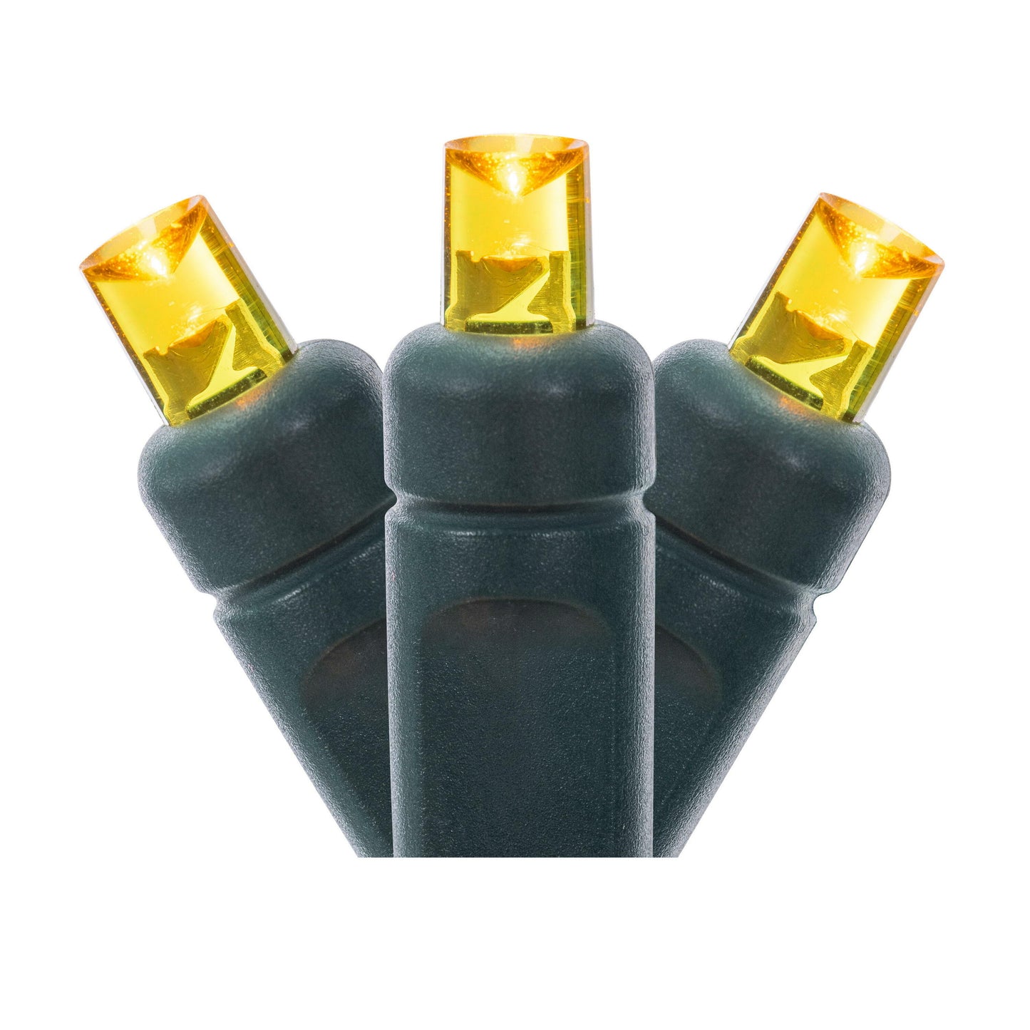 Indoor/Outdoor 50-Count LED Wide Angle Christmas String Lights, Gold, Green Wire, 25', by Vickerman