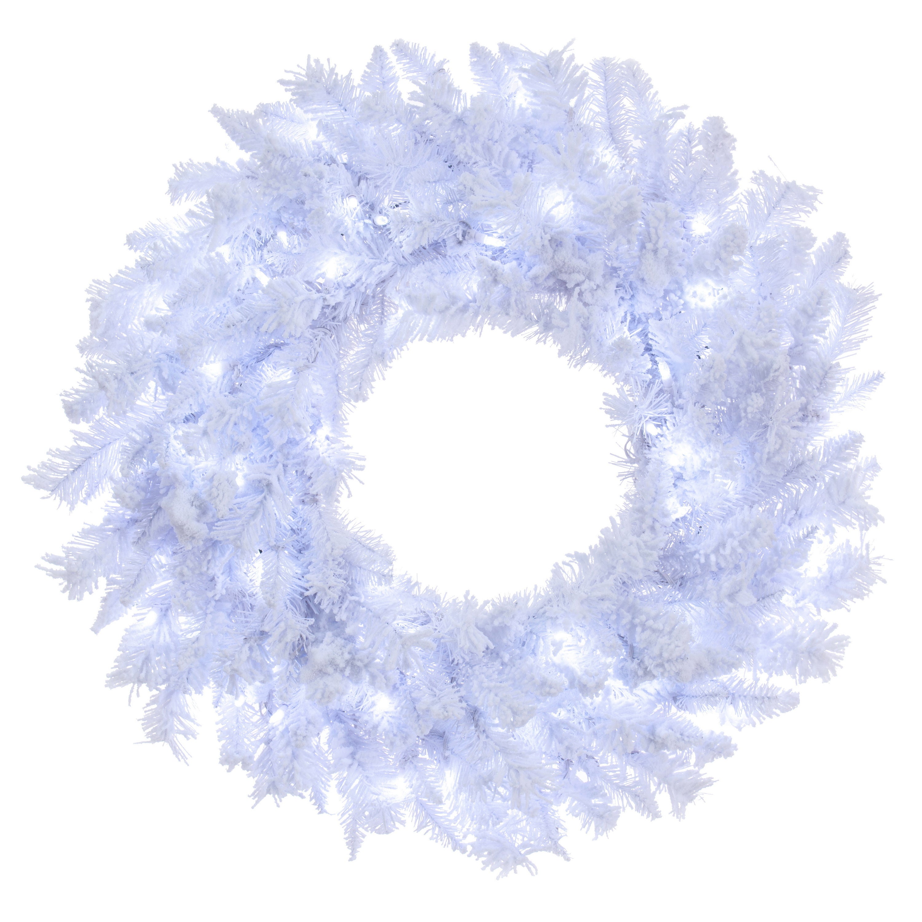 Vickerman 24" Flocked White Pine Pre-lit Artificial Christmas Wreath with Cool White LED Lights