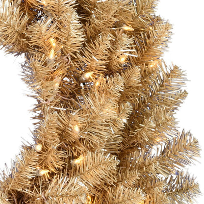 Gold Fir 24" Artificial Christmas Wreath with Warm White LED Lights