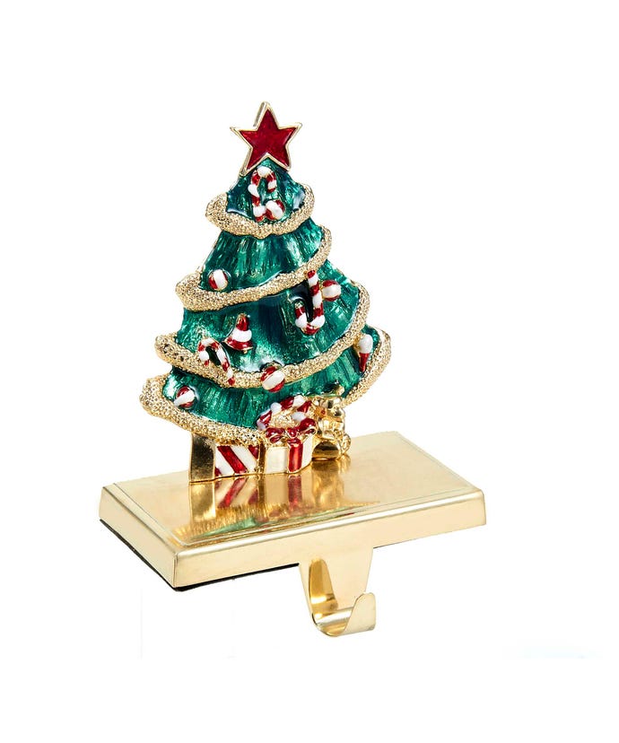 Kurt S. Adler 10.5" Christmas Tree with Candy Canes Stocking Holder