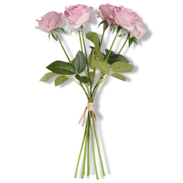 K&K Interiors 17" Real Touch Full Bloom Rose Flower Bouquet - 6 Stem Bundles