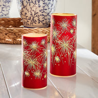 RAZ Imports 8" and 6" Illuminated Patriotic Celebration Firework Hurricanes for Labor Day - Set of 2